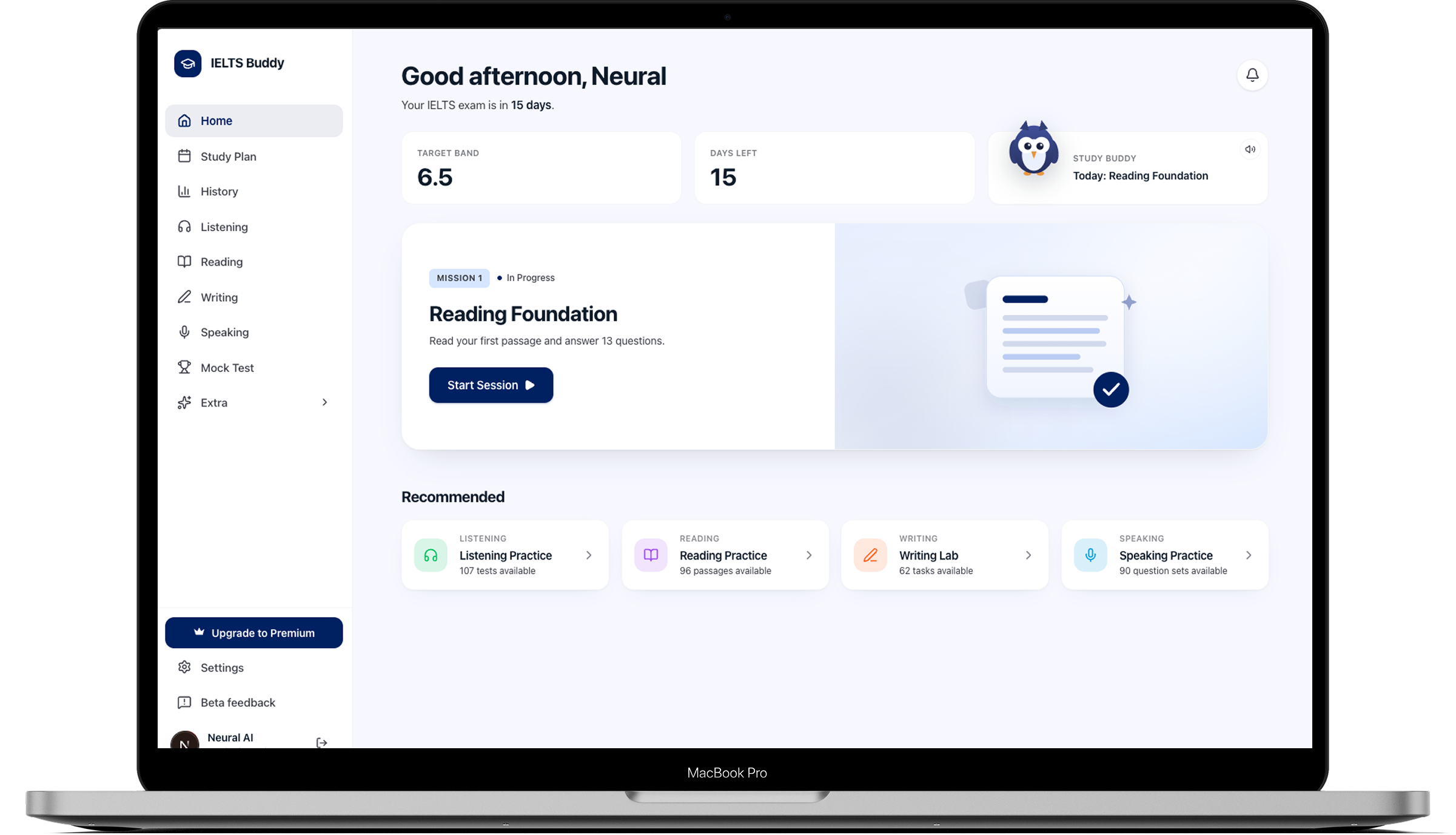 IELTSBuddy dashboard preview